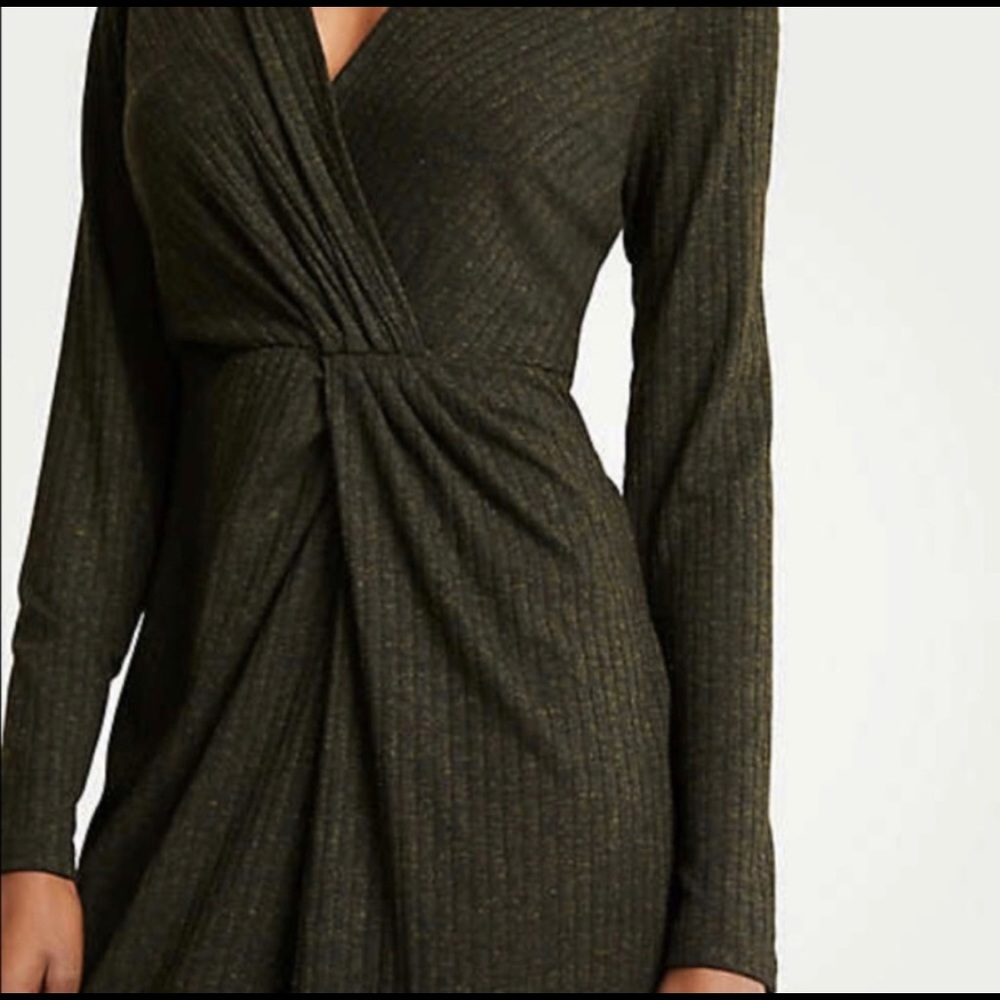 NWT Ann Taylor Long Sleeve Faux Wrap Ribbed Dress
